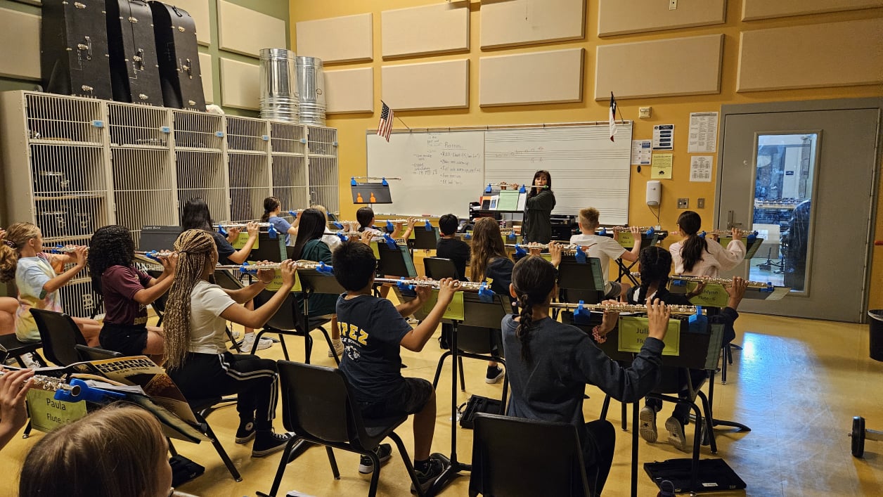 Flute holders in classroom setting